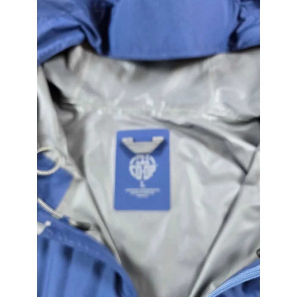 REI Co-op Rain Jacket Mens L Blue Nylon Hooded Waterproof Windbreaker Packable